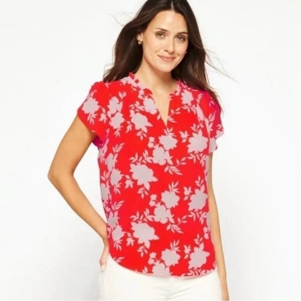 41 Hawthorn Floral Tiffiny Tulip Sleeve Flowy Blouse Womens Size XS Petite NWT